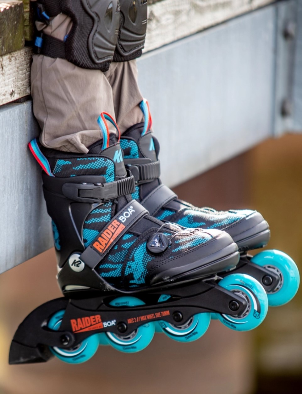 K2 Youth Skate Raider Boa with four wheels and Boa closure system on feet